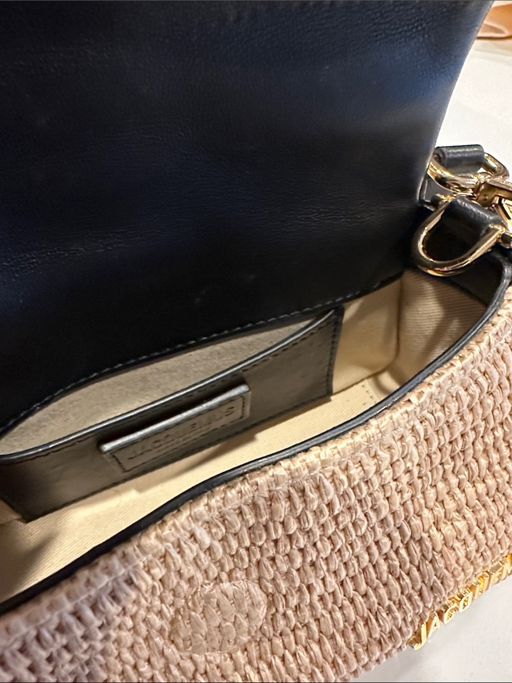 Jacquemus Natural Straw Shoulder Bag with Black Leather Trim - Picture 6 of 7